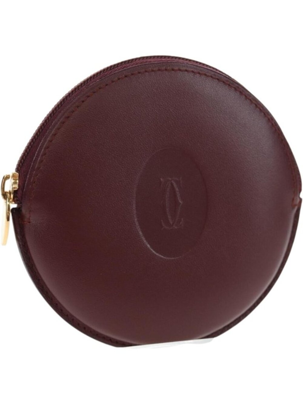 CARTIER Must Line Coin Purse Leather Bordeaux Gold